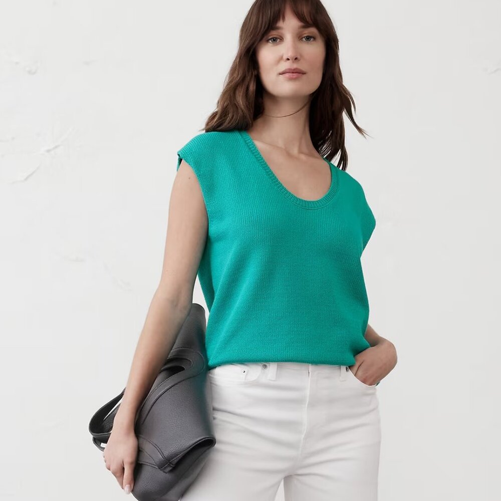 BR Factory Teal Scoop Neck Sleeveless Sweater